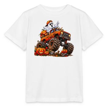 Halloween Monstertruck mit Geist - Stanley/Stella Kinder T-Shirt MINI CREATOR  - Weiß - Vorne - Maike (125cm)