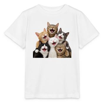 Katzenlachen in einer mehrfarbigen Horde - Stanley/Stella Kinder T-Shirt MINI CREATOR  - Weiß - Vorne - Maike (125cm)