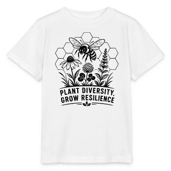 Pflanzenvielfalt wächst Widerstandsfähigkeit - Stanley/Stella Kinder T-Shirt MINI CREATOR  - Weiß - Vorne - Maike (125cm)