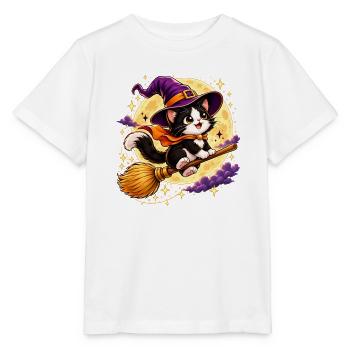 Hexen Katze im Mondschein Halloween - Stanley/Stella Kinder T-Shirt MINI CREATOR  - Weiß - Vorne - Maike (125cm)