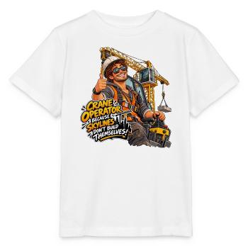 OperatorSkyline Slogan Kran - Stanley/Stella Kinder T-Shirt MINI CREATOR  - Weiß - Vorne - Maike (125cm)