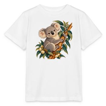 Zarter Koala zwischen Ästen und Blättern - Stanley/Stella Kinder T-Shirt MINI CREATOR  - Weiß - Vorne - Maike (125cm)