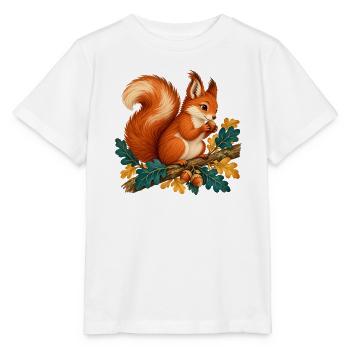 Herbsthörnchen auf Ast - Stanley/Stella Kinder T-Shirt MINI CREATOR  - Weiß - Vorne - Maike (125cm)