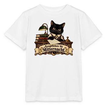 Schwarze Katze als Bibliothekarin - Stanley/Stella Kinder T-Shirt MINI CREATOR  - Weiß - Vorne - Maike (125cm)