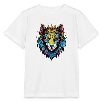 Wolf mit Krone - Stanley/Stella Kinder T-Shirt MINI CREATOR  - Weiß - Vorne - Maike (125cm)