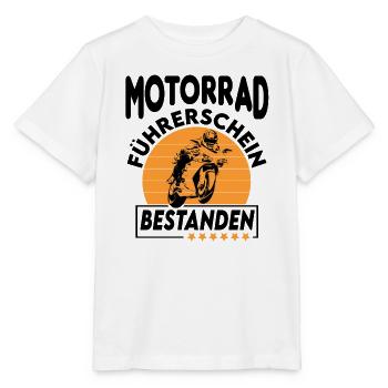 Motorrad Führerschein bestanden Sprüche fahren - Stanley/Stella Kinder T-Shirt MINI CREATOR  - Weiß - Vorne - Maike (125cm)