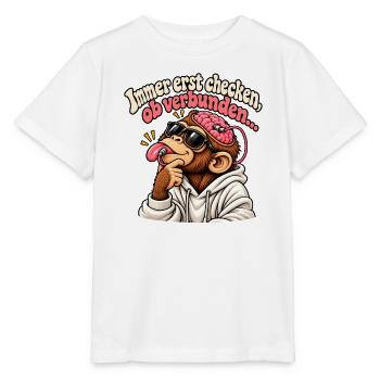 Immer erst checken, ob verbunden… 🧠👅 - Stanley/Stella Kinder T-Shirt MINI CREATOR  - Weiß - Vorne - Maike (125cm)