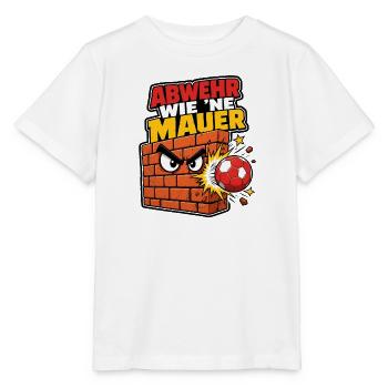 Abwehr wie ne Mauer Handball Spruch Cartoon Shirt - Stanley/Stella Kinder T-Shirt MINI CREATOR  - Weiß - Vorne - Maike (125cm)