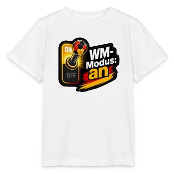 WM-Modus an Schalter mit Handball Vektor Shirt - Stanley/Stella Kinder T-Shirt MINI CREATOR  - Weiß - Vorne - Maike (125cm)
