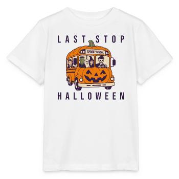 Pumpkin Bus Spooky School Halloween - Stanley/Stella Kinder T-Shirt MINI CREATOR  - Weiß - Vorne - Maike (125cm)
