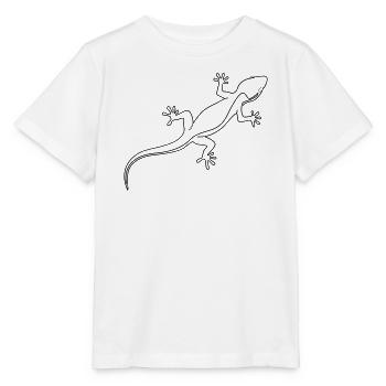 Strichzeichnung Gecko - Stanley/Stella Kinder T-Shirt MINI CREATOR  - Weiß - Vorne - Maike (125cm)