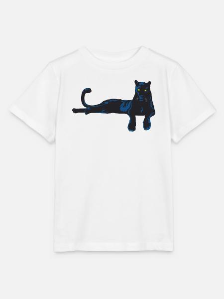 Panter mit blauen Akzenten - Stanley/Stella Kinder T-Shirt MINI CREATOR - Weiß