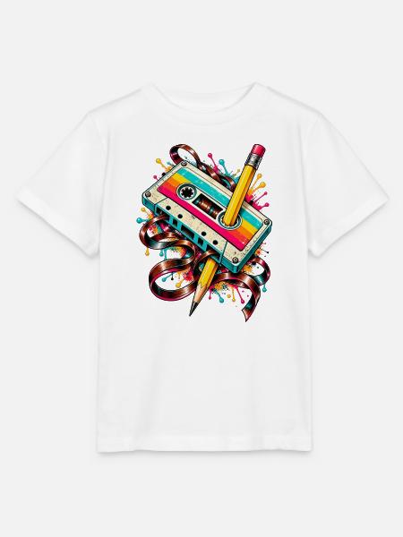 Retro Kassetten-Kunststift-Splash - Stanley/Stella Kinder T-Shirt MINI CREATOR - Weiß