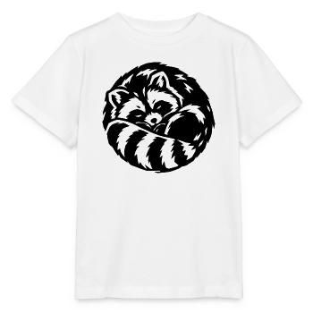 Schlafender Waschbär – Minimalistische Illustration - Stanley/Stella Kinder T-Shirt MINI CREATOR  - Weiß - Vorne - Maike (125cm)