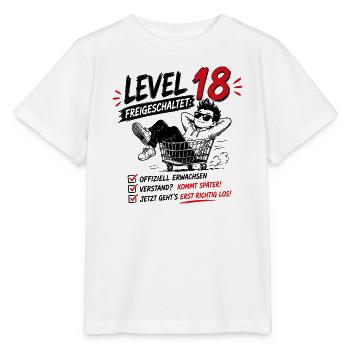 Level 18 Freigeschaltet Volljährig Geburtstag - Stanley/Stella Kinder T-Shirt MINI CREATOR  - Weiß - Vorne - Maike (125cm)