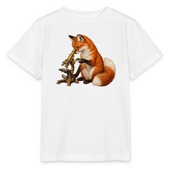 Fuchs mit Moos und Mikroskop - Stanley/Stella Kinder T-Shirt MINI CREATOR  - Weiß - Vorne - Maike (125cm)