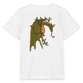 Drache mit Weihnachtslichtern - Stanley/Stella Kinder T-Shirt MINI CREATOR  - Weiß - Vorne - Maike (125cm)