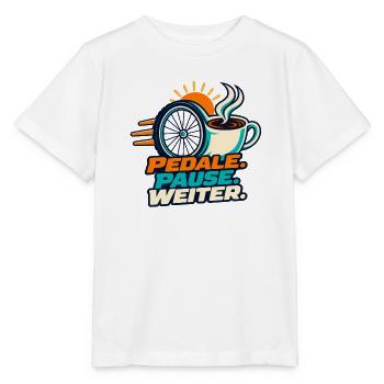 Radfahren – Pedale Pause weiter - Stanley/Stella Kinder T-Shirt MINI CREATOR  - Weiß - Vorne - Maike (125cm)