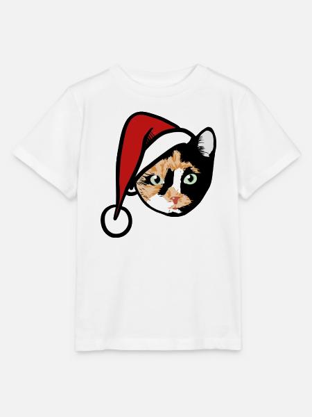 Calico-Katze im Weihnachtshut - Stanley/Stella Kinder T-Shirt MINI CREATOR  - Weiß