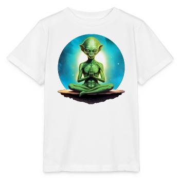 Aliens Yoga / Yogi Alien - Stanley/Stella Kinder T-Shirt MINI CREATOR  - Weiß - Vorne - Maike (125cm)