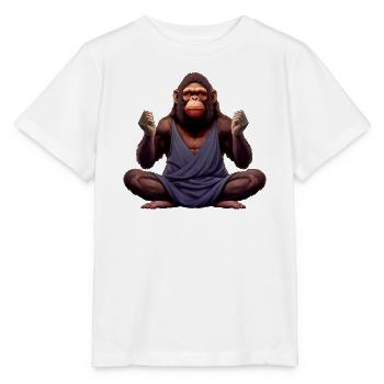 Affen Yoga / Yogi Affe - Stanley/Stella Kinder T-Shirt MINI CREATOR  - Weiß - Vorne - Maike (125cm)