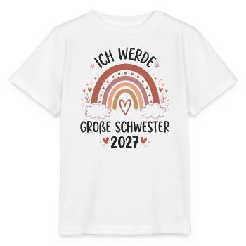 Große Schwester 2027 Boho Regenbogen - Stanley/Stella Kinder T-Shirt MINI CREATOR  - Weiß - Vorne - Maike (125cm)