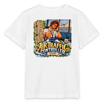 Fluglotse gezeigt - Stanley/Stella Kinder T-Shirt MINI CREATOR  - Weiß - Vorne - Maike (125cm)