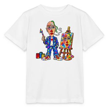 Bunter Maler mit Farbspritzern - Stanley/Stella Kinder T-Shirt MINI CREATOR  - Weiß - Vorne - Maike (125cm)