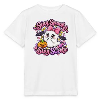Halloween Geist mit Kürbis - Stanley/Stella Kinder T-Shirt MINI CREATOR  - Weiß - Vorne - Maike (125cm)