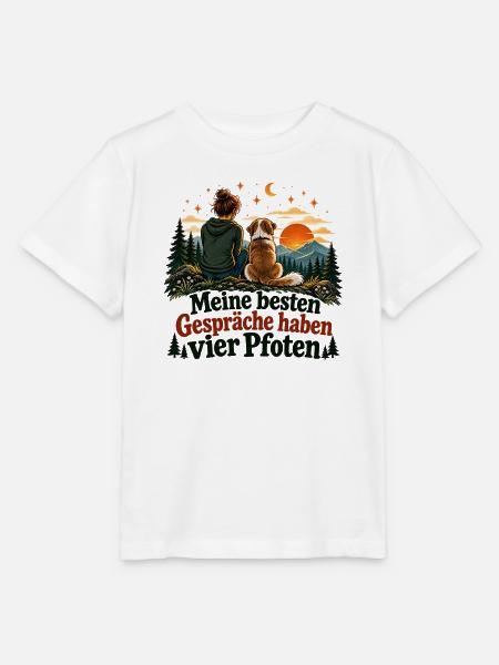 Vier Pfoten Hundefreundschaft in der Natur - Stanley/Stella Kinder T-Shirt MINI CREATOR - Weiß