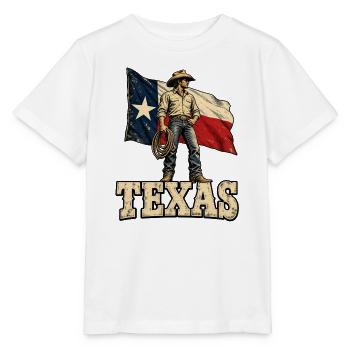 Texas Cowboy Flagge - Stanley/Stella Kinder T-Shirt MINI CREATOR  - Weiß - Vorne - Maike (125cm)