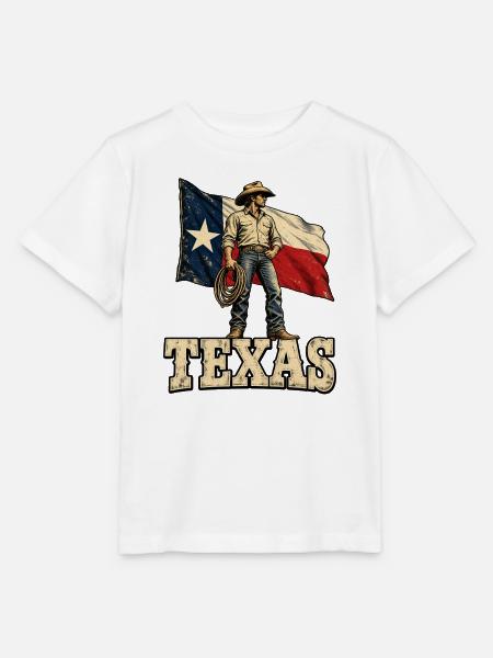 Texas Cowboy Flagge - Stanley/Stella Kinder T-Shirt MINI CREATOR - Weiß