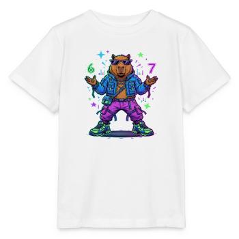 Cyberpunk Capybara Streetwear Zukunft Gamer - Stanley/Stella Kinder T-Shirt MINI CREATOR  - Weiß - Vorne - Maike (125cm)