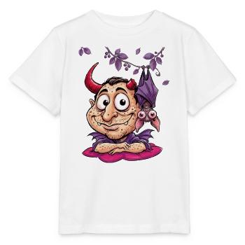 Lustiger Teufel mit Fledermaus - Stanley/Stella Kinder T-Shirt MINI CREATOR  - Weiß - Vorne - Maike (125cm)