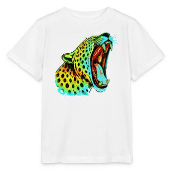 Brüllender Psychodelischer Neonleopard - Stanley/Stella Kinder T-Shirt MINI CREATOR  - Weiß - Vorne - Maike (125cm)