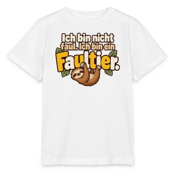 Faultier Spruch Humor Gemütlichkeit - Stanley/Stella Kinder T-Shirt MINI CREATOR  - Weiß - Vorne - Maike (125cm)