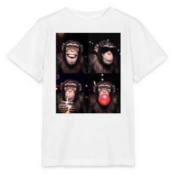 Schimpansen Schimpanse - Stanley/Stella Kinder T-Shirt MINI CREATOR  - Weiß - Vorne - Maike (125cm)