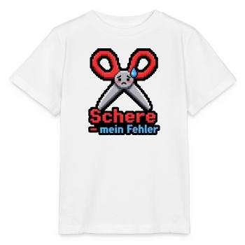 Schere mein Fehler Pixel Art Retro Gaming Shirt - Stanley/Stella Kinder T-Shirt MINI CREATOR  - Weiß - Vorne - Maike (125cm)
