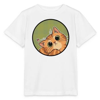 Neugieriges Kätzchen auf Karo - Stanley/Stella Kinder T-Shirt MINI CREATOR  - Weiß - Vorne - Maike (125cm)