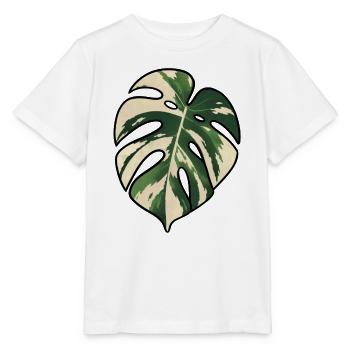 Monstera-Variegated Leaf Silhouette - Stanley/Stella Kinder T-Shirt MINI CREATOR  - Weiß - Vorne - Maike (125cm)