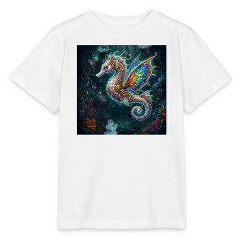 Steampunk-geflügeltes Seepferdchen - Stanley/Stella Kinder T-Shirt MINI CREATOR  - Weiß - Vorne - Maike (125cm)