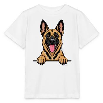 Belgian Malinois Belgischer Schäferhund - Stanley/Stella Kinder T-Shirt MINI CREATOR  - Weiß - Vorne - Maike (125cm)