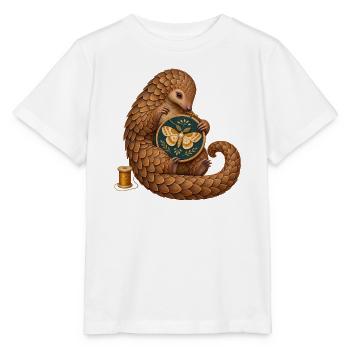 Schuppentier stickt eine Motte - Stanley/Stella Kinder T-Shirt MINI CREATOR  - Weiß - Vorne - Maike (125cm)