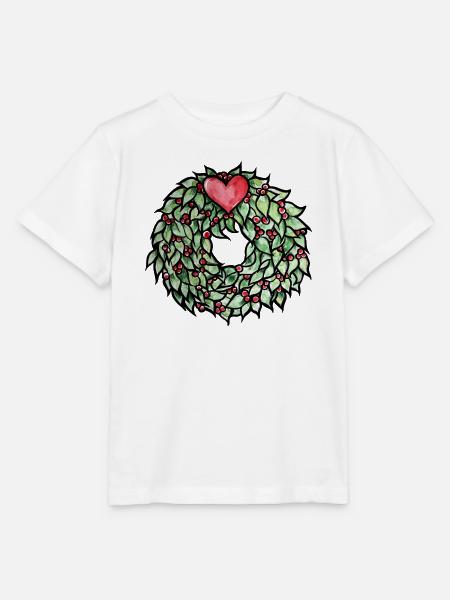 Herzkranz aus grünen Blättern - Stanley/Stella Kinder T-Shirt MINI CREATOR - Weiß