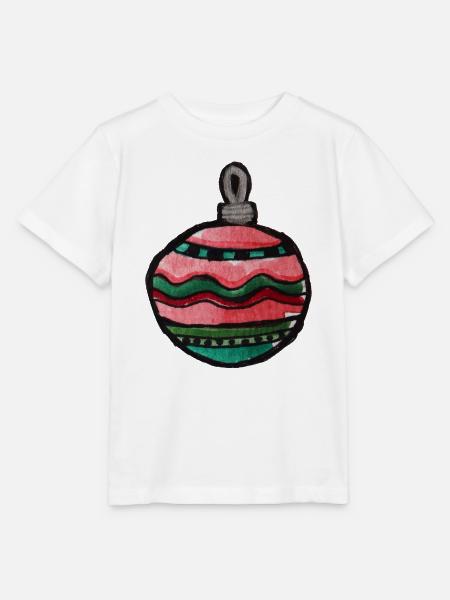 Bunte, gestreifte Weihnachtskugel - Stanley/Stella Kinder T-Shirt MINI CREATOR  - Weiß