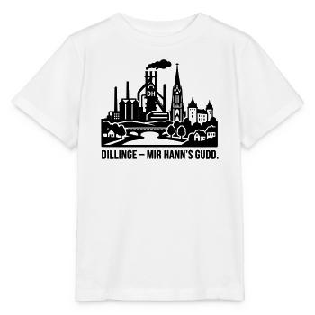 Dillingen Stadt Silhouette Spruch Mir hann's gudd - Stanley/Stella Kinder T-Shirt MINI CREATOR  - Weiß - Vorne - Maike (125cm)