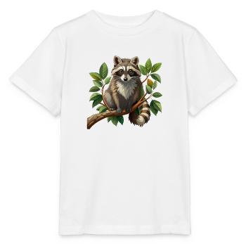 Waschbär im Ast - Stanley/Stella Kinder T-Shirt MINI CREATOR  - Weiß - Vorne - Maike (125cm)