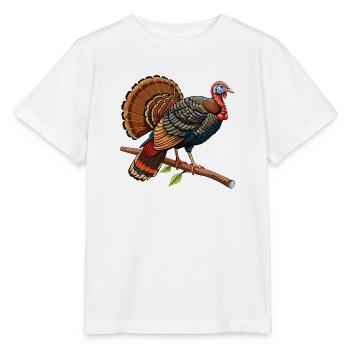 Wilder Truthahn auf der Raststätte - Stanley/Stella Kinder T-Shirt MINI CREATOR  - Weiß - Vorne - Maike (125cm)