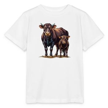 Angus-Kuh-Kalb-Paar - Stanley/Stella Kinder T-Shirt MINI CREATOR  - Weiß - Vorne - Maike (125cm)