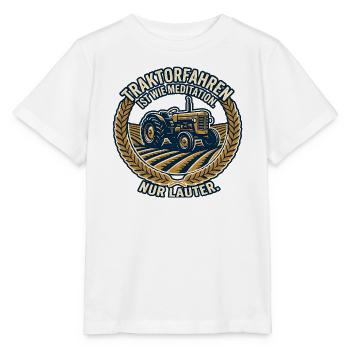 Traktorfahren: Meditation im Feld - Stanley/Stella Kinder T-Shirt MINI CREATOR  - Weiß - Vorne - Maike (125cm)